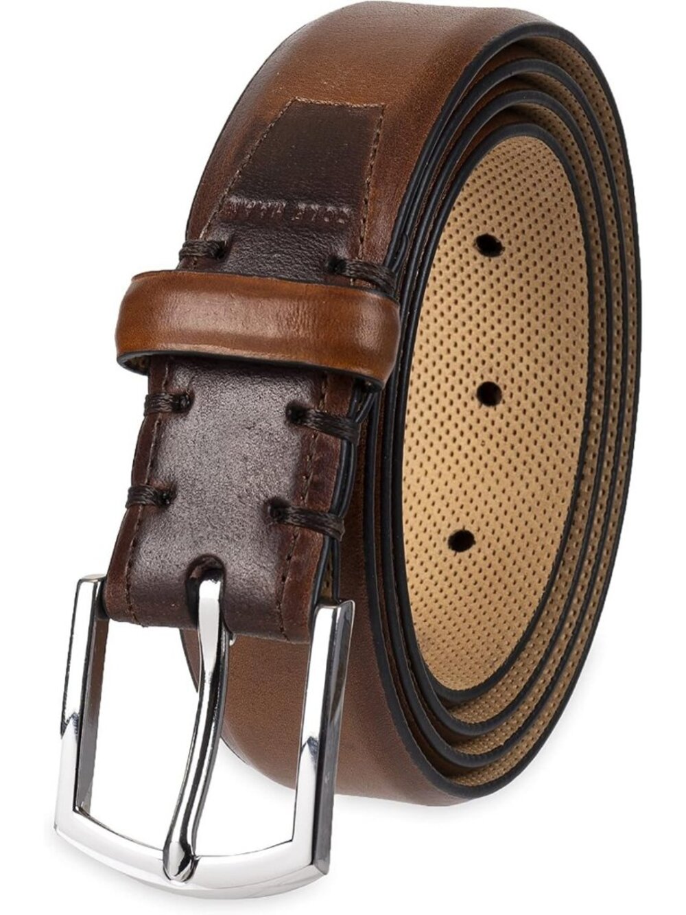 Stylish Men's Leather Dress Belt in Brown/Tan - Versatile Fashion Accessory
